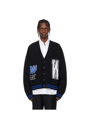 Off-White Black '00' Glide Diagonal Varsity Knit Cardigan