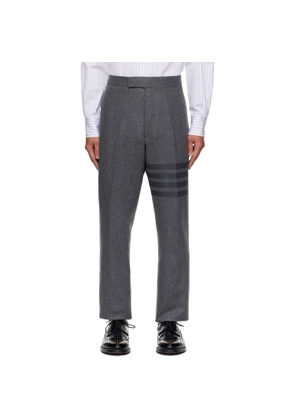 Thom Browne Gray Plain Weave 4-Bar Trousers
