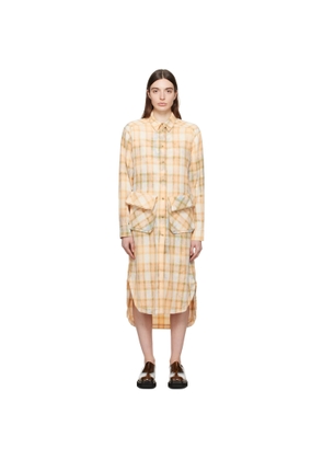OPEN YY Orange Check Midi Dress