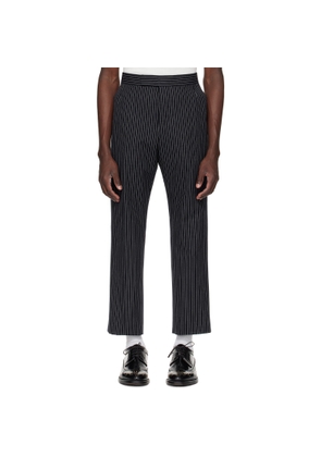 Thom Browne Navy Pinstripe High Twist Wool Backstrap Trousers
