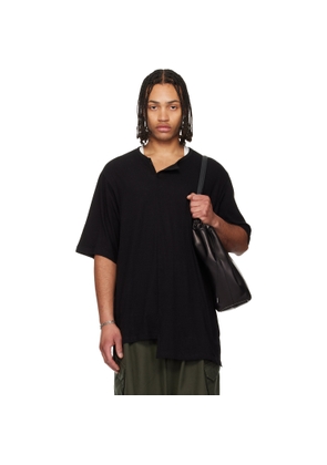 YOHJI YAMAMOTO Black Paneled Short Sleeve Henley