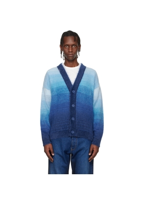 Off-White Navy Mohair Arrow Gradient Knit Cardigan