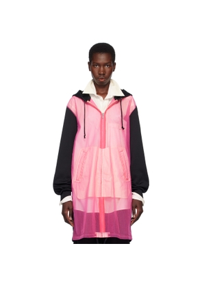 Comme des Garçons Homme Plus Black & Pink Polyester Thick & Nylon Tulle Zip-Up Hoodie