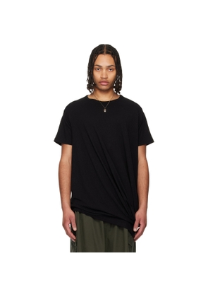 YOHJI YAMAMOTO Black Drape Short Sleeve T-shirt