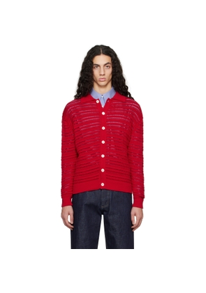 Dunst Red Open Collared Cardigan