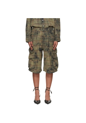 R13 Green & Navy Bermuda Cargo Shorts