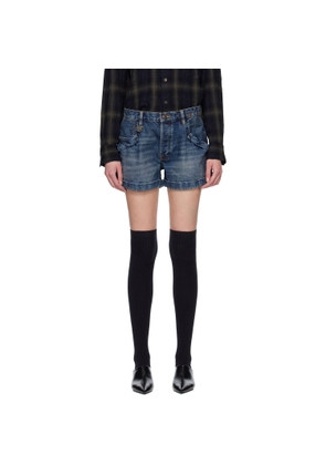 R13 Blue Pouch Pocket Denim Shorts