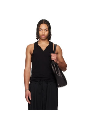 YOHJI YAMAMOTO Black Single Jersey V Neck Tank Top
