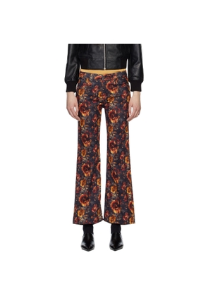 R13 Navy & Orange Joan Cropped Flare Jeans