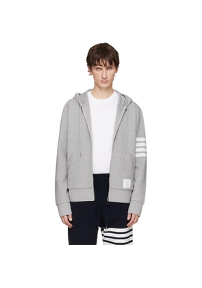 Thom Browne Gray Cotton Ottoman 4-Bar Zip Hoodie