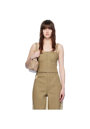 Elleme Khaki Paneled Denim Camisole