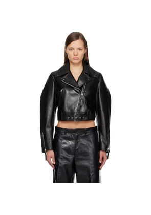 Givenchy Black Cropped Cocoon Leather Biker Jacket