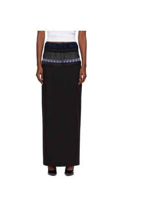 Edward Cuming Black Stacked Tailored Midi Skirt
