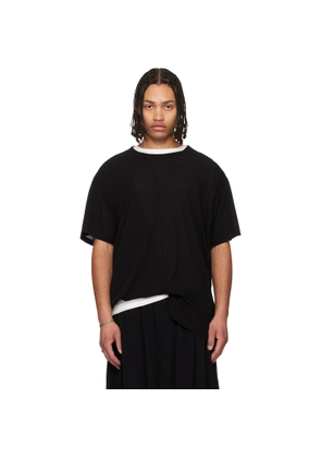 YOHJI YAMAMOTO Black Asymmetric Short Sleeve T-shirt