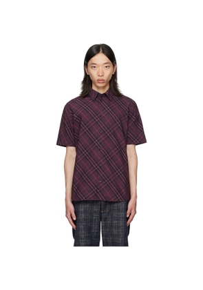 Burberry Purple Robert Check Short Sleeve Shirt