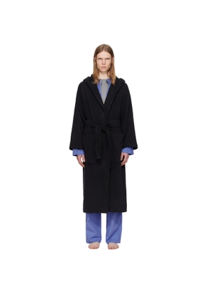 Tekla Black Terry Hooded Bathrobe