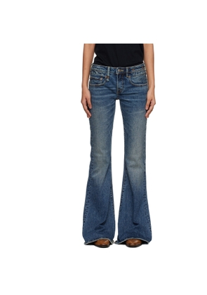 R13 Blue Overflow Boy Flare Stretch Jeans