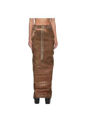 Rick Owens DRKSHDW Brown Pull On Pillar Denim Maxi Skirt