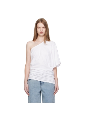 Christopher Esber White One Shoulder Draped T-shirt