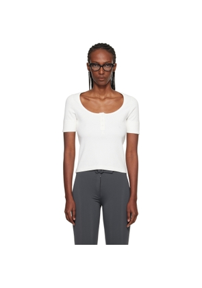 Courrèges White Buttoned 90's Rib T-shirt
