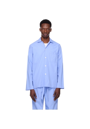 Tekla Blue Poplin Long Sleeve Pyjama Shirt