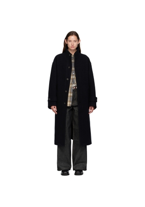 COOR Black Virgin Wool High-Neck Coat