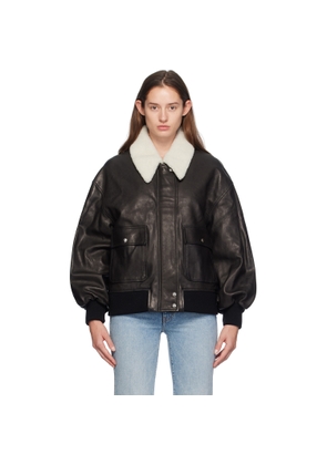 KHAITE Black Shellar Leather Jacket