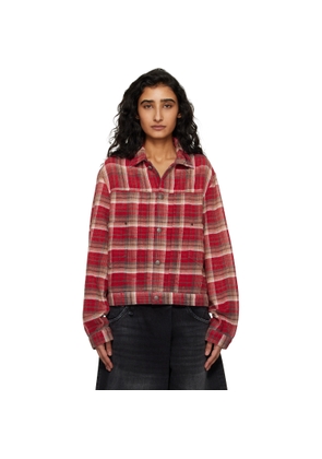 R13 Red Relaxed Pleated Trucker Jacket