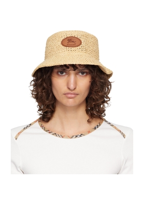 Burberry Beige Knight Stamp Raffia-Effect Bucket Hat