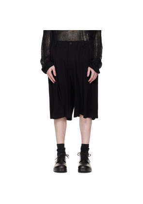 YOHJI YAMAMOTO Black Cotton & Linen Jersey Shorts