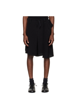 YOHJI YAMAMOTO Black TA Tuxedo Drape Panel Attached Shorts