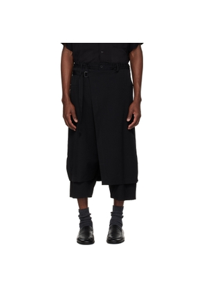 YOHJI YAMAMOTO Black Wool Gabardine Standard Wrap Trousers