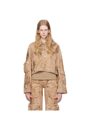 Blumarine Tan Camouflage Denim Jacket