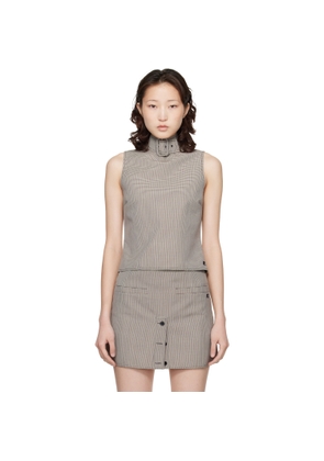 Courrèges Beige Buckle Houndstooth Top