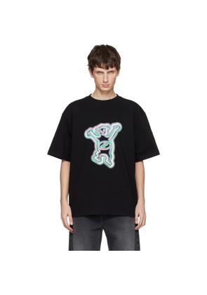 We11done Black Colorful Teddy Print T-shirt