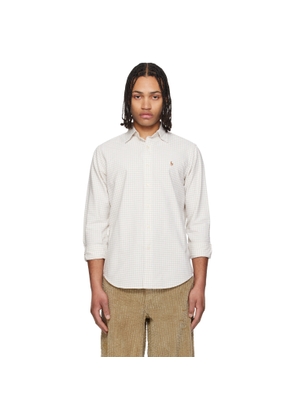 Polo Ralph Lauren Beige & White Classic Fit Gingham Oxford Shirt