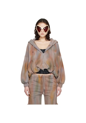 Collina Strada Gray Gathered Zip Up Hoodie