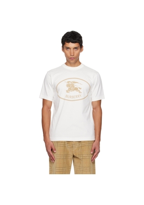 Burberry White Knight Stamp Cotton T-shirt