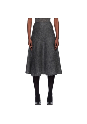 ALAÏA Gray Mohair Knit Circle Midi Skirt