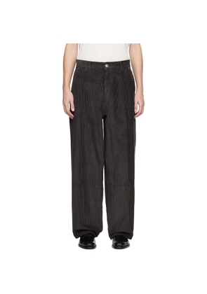 AMI Paris Gray Cotton Large Fit Trousers