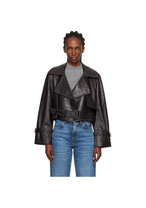 Nour Hammour Brown Hatti Cropped Leather Jacket