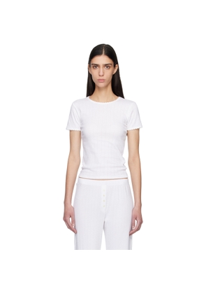 LESET White Pointelle Slim Fit T-shirt