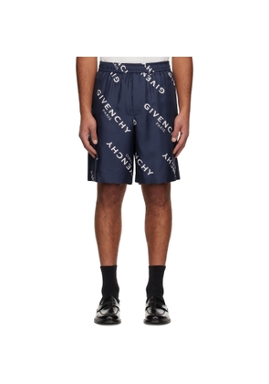 Givenchy Navy Silk Twill Bermuda Shorts