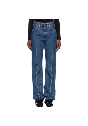 Jil Sander Blue Diagonal Cotton Denim Jeans