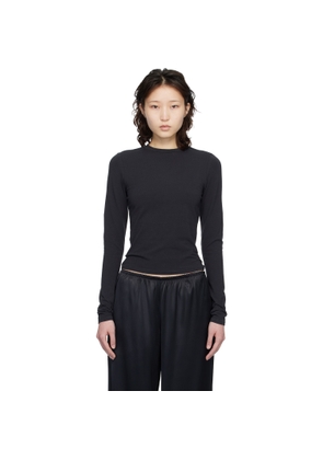 SKIMS Black Cotton Jersey Long Sleeve T-shirt