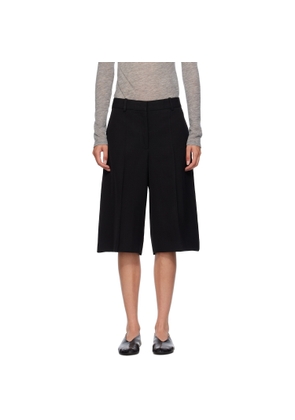 Jil Sander Black Viscose Silk Blend Straight Shorts