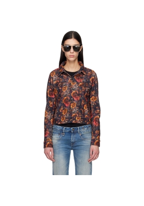 R13 Navy & Orange Skinny Denim Trucker Jacket
