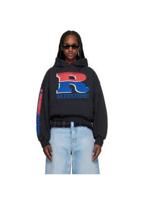 Rhude Black Split Petrol Logo Hoodie