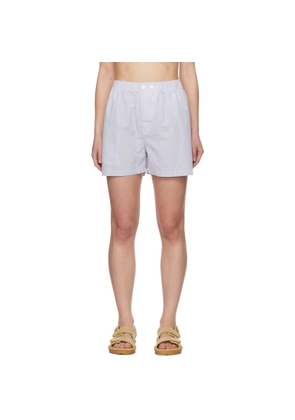 Bottega Veneta Blue Checked Shorts