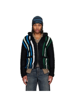 Andersson Bell Black Reverse Stripe Knit Hoodie